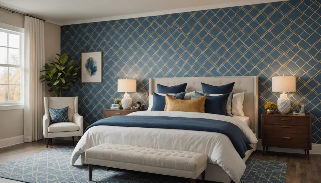 mur d'accent derrière le lit idées de papiers peints pour chambre